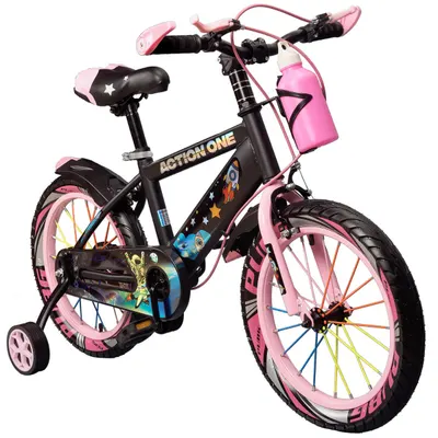 Bicicleta cu roti ajutatoare si bidon pentru apa Super Nova II, Action One, 20 inch, Roz