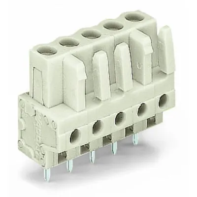 THT female header; 0.6 x 1.0 mm solder pin; straight; 100% protected against mismating; Pin spacing 5 mm; 15-pole; light gray