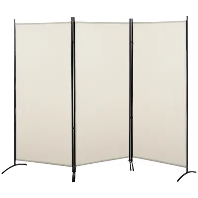 HOMCOM Paravan Decorativ Interior, 3 Panouri, Metal și Poliester, 253x50x182cm, Bej | Aosom Romania