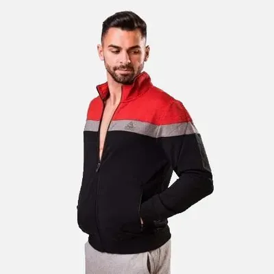 Bluza cu fermoar PEAK Advance negru/rosu