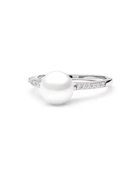Inel argint cu perla naturale si zirconia pavé - Noble