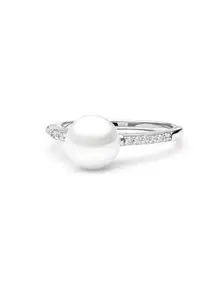 Inel argint cu perla naturale si zirconia pavé - Noble