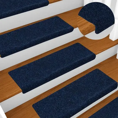 vidaXL Covorașe autoadezive pentru scări, 15 buc., 65x21x4 cm, margini dreptunghiulare, bleumarin