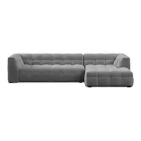 Colțar cu tapițerie din catifea și șezlong pe partea dreaptă Windsor & Co Sofas Vesta, gri