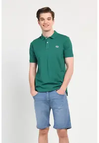 Tricou polo cu logo discret Lakes - Verde inchis