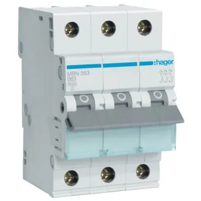 Siguranta automata 3P 63A 6kA curba B Hager MBN363