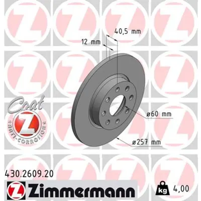 Disc frana ZIMMERMANN 430.2609.20