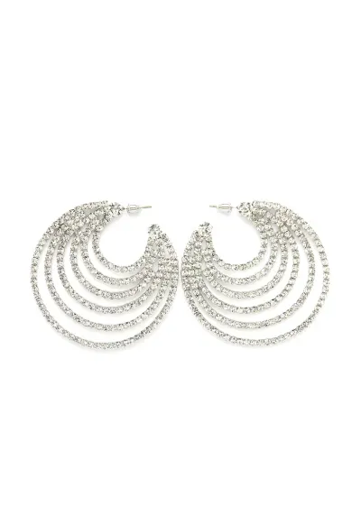 Cercei semicirculari cu zirconia - Argintiu