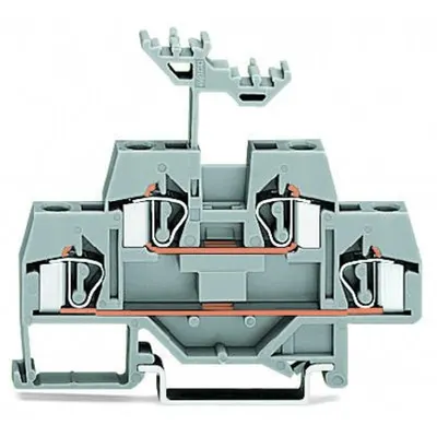 Double-deck terminal block; Through/through terminal block; for DIN-rail 35 x 15 and 35 x 7.5; 4 mm²; CAGE CLAMP®; 4,00 mm²; gray