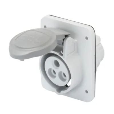 Priza industriala incastrata 10° HP - IP44/IP54 - 3P+E 16A TRANSFORMER 50/60HZ - GREY - 12H - Strangere cu surub