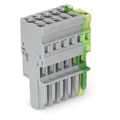 1-conductor female plug; 4 mm²; 6-pole; 4,00 mm²; gray, green-yellow