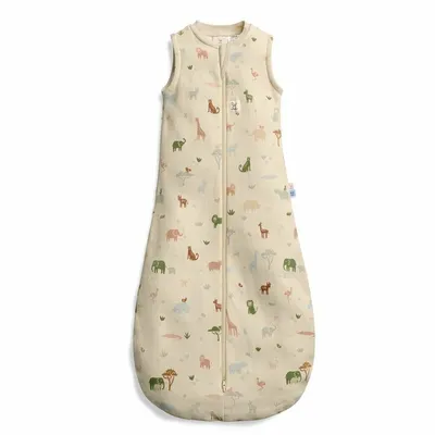 Sac de dormit, ErgoPouch, Jersey, 3-12 luni, 6-10 kg, TOG 0.2, Bumbac organic, Fermoar bidirectional, Lavabil la masina, Croiala slim fit, Certificat non-toxic, Premiat in Australia, Model savana, Bej