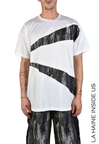 Tricou oversize cu imprimeu minimalist - Alb