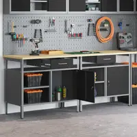 vidaXL Set banc de lucru 2 buc. Negru și Gri Oțel vopsit electrostatic