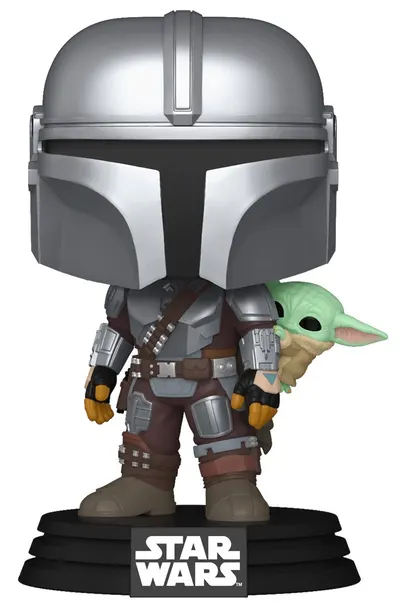 Figurină Funko POP! Television: The Mandalorian - The Mandalorian with Grogu #818