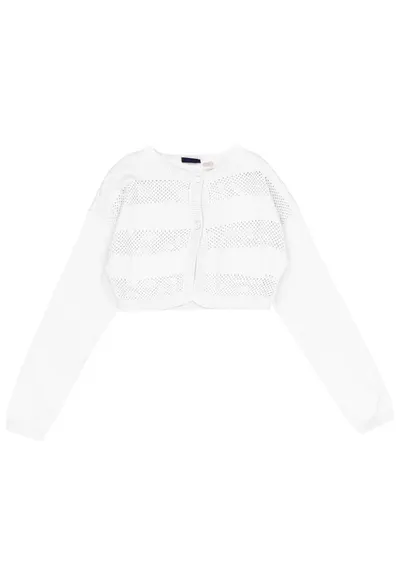 Pulover copii bumbac - alb - design elegant - croiala bolero
