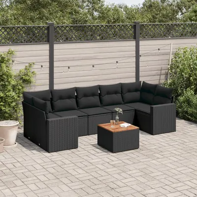 Gossi set mobilier de gradina cu perne, 8 piese, negru, poliratan