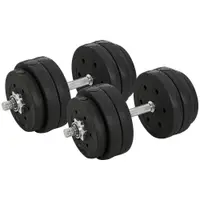 HOMCOM Set de 2 Gantere de 30kg in Total, cu 16 Discuri din Otel si Plastic pentru Antrenament acasa | Aosom Romania
