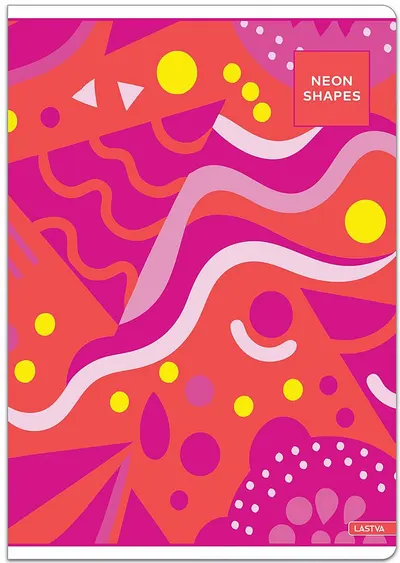 Caiet Lastva Neon Shapes - A5, 52 foi, rânduri largi, sortiment