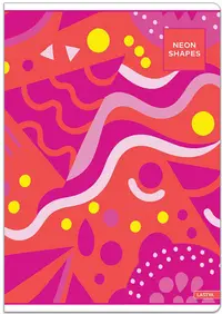 Caiet Lastva Neon Shapes - A5, 52 foi, rânduri largi, sortiment