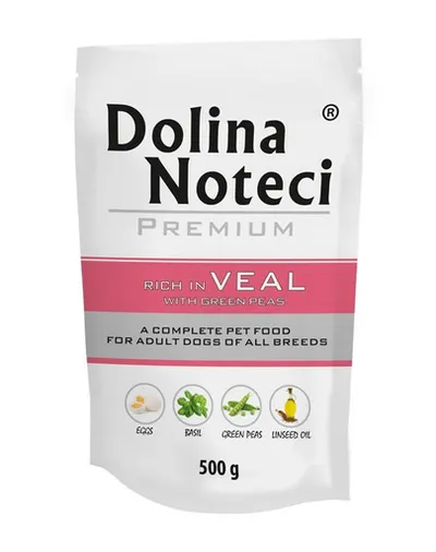 DOLINA NOTECI Premium plicuri hrană câini 10x500 g vițel și mazăre verde