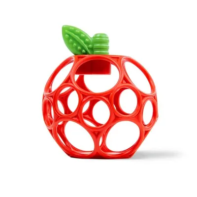 Jucarie pentru dentitie, Oball, Hold My Own Apple, Model 2 in 1, Pentru apucare si gingii, Textura pentru calmarea gingiilor, Fara BPA, 0-6 luni, Multicolor