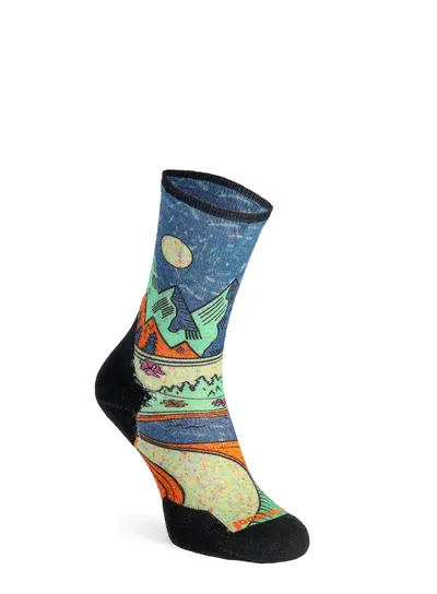 Șosete Merino alergare trail Smartwool Trail Run Mountain Print - albastru Twil…