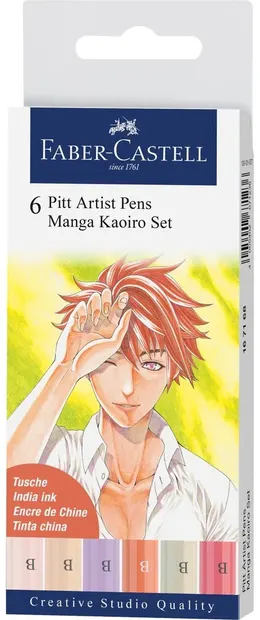 Set de markere Faber-Castell Pitt Artist - Manga Kaoiro, 6 culori
