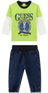Set din 2 piese Guess - Bluză cu imprimeuri și pantaloni, multicolor, 18 luni