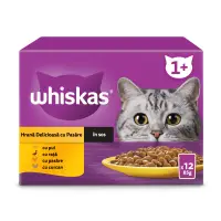 Whiskas hrana umeda pentru pisici adulte cu carne de pasare in sos 12x85g