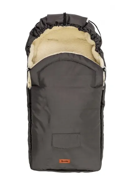 Sac de iarna Sensillo Wool Graphite 95x40 cm impermeabil,captuseala cu continut de lana,utilizare in landoucaruciorsanie,orificii pentru fixarea pe carucior,fermoar