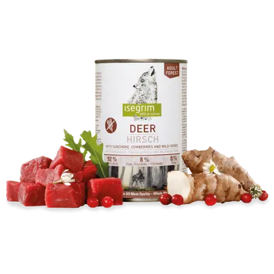 ISEGRIM, XS-XL, Căprioară, conservă hrană umedă fără cereale câini, (în sos), 400g