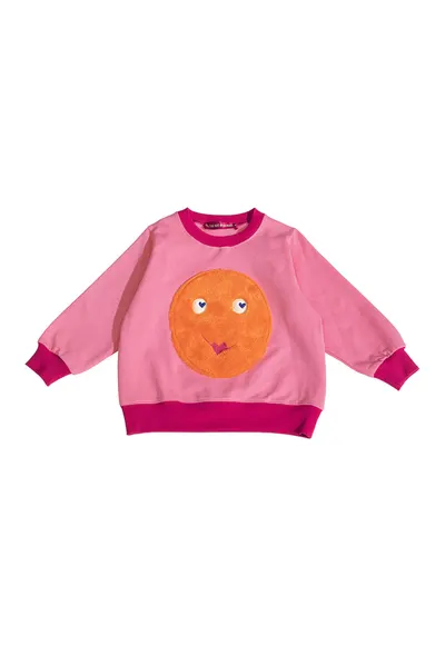 Bluza de trening cu decolteu la baza gatului si design grafic - Fucsia