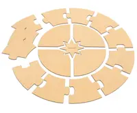 Puzzle circular necompletat cu 17 piese din lemn