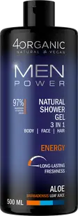 Gel de dus 3 in 1 Energy Men Power, 500ml, 4Organic