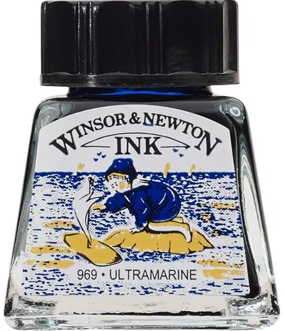 Cerneală de caligrafie Winsor & Newton - Ultramarin, 14 ml