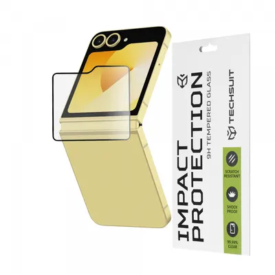 Folie de protectie Ecran Exterior Techsuit pentru Samsung Galaxy Z Flip6 F741, Sticla Securizata, Full Glue, 111D, Neagra