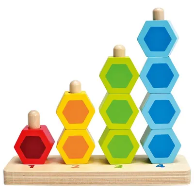Forme colorate de stivuit Hape, din lemn