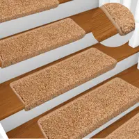 vidaXL Covorașe pentru scări, 15 buc., 65x21x4 cm, bej, cu margini dreptunghiulare