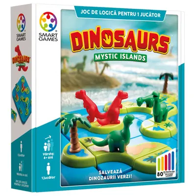 Smart Games - Dinosaurs Mystic Islands joc de logica cu 80 de provocari 6+ ani editie lb. Romana