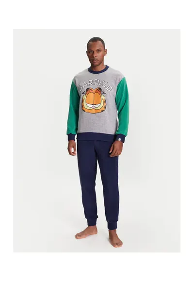 Pijama barbati 3JA44P02K - Poliester - Bleumarin/Gri - Gri/Bleumarin