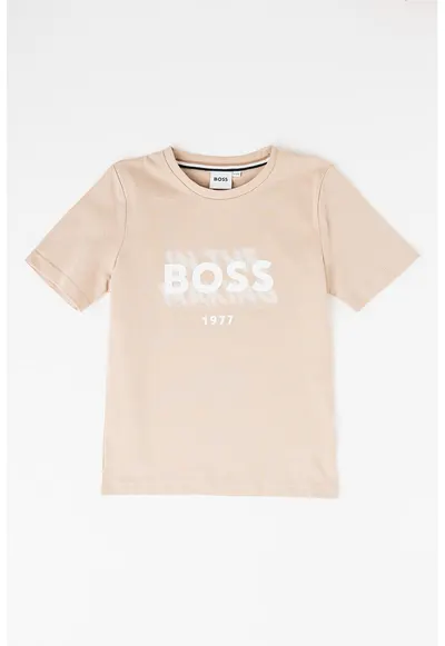 Tricou cu imprimeu logo - Bej inchis
