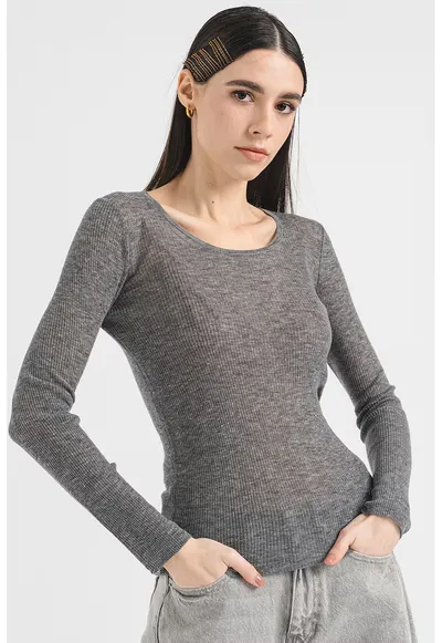 Bluza de lana cu aspect stralucitor - Gri/Argintiu