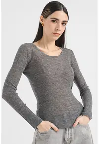 Bluza de lana cu aspect stralucitor - Gri/Argintiu