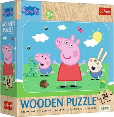 Puzzle din lemn pentru copii Trefl din 24 piese - Faceți cunoștință cu minunata Peppa
