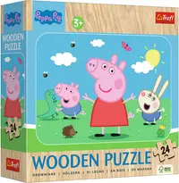 Puzzle din lemn pentru copii Trefl din 24 piese - Faceți cunoștință cu minunata Peppa