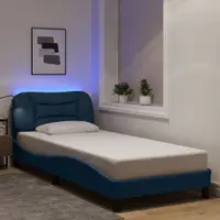 vidaXL Cadru de pat cu LED fără saltea, Hvar, albastru, 90x190 cm, textil