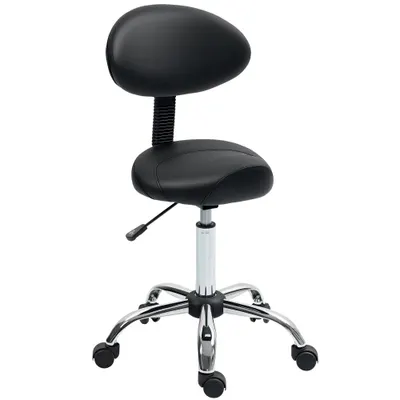 HOMCOM Scaun Pivotant cu Roți și Spătar Ajustabil pe Înălțime, 50x50x83-98 cm, Negru | Aosom Romania