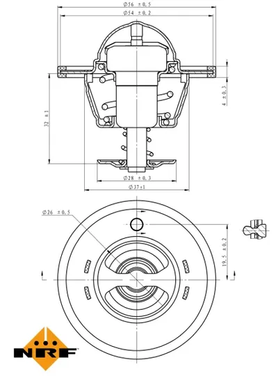 Termostat sistem racire (82 C) potrivit NISSAN PRIMERA, X-TRAIL, X-TRAIL I, X-TRAIL II; RENAULT KOLEOS I 2.0 2.5 07.01