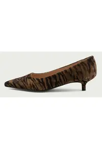 Pantofi cu toc mic - Anemona - din piele intoarsa naturalǎ - Maro